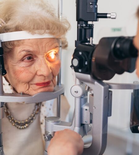 Senior woman having eyesight examination