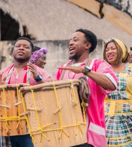 African-american men play drums