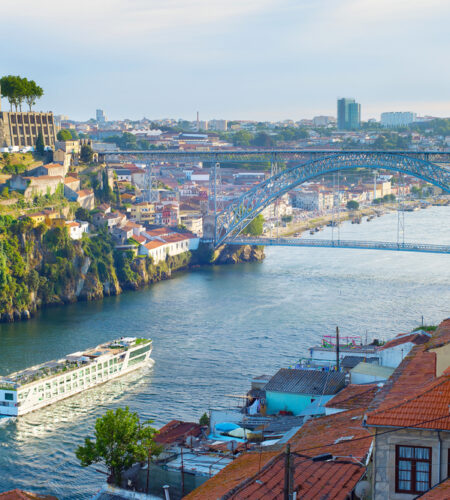 Cruise Ship Arrives Porto By River